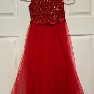 Elegant Red Sequin Kids Dress